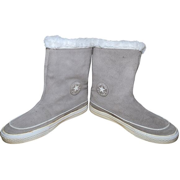 Converse All Stars Beverly Tan High Top Sneaker Boots Faux Fur US Womens 9.5 - Picture 3 of 8